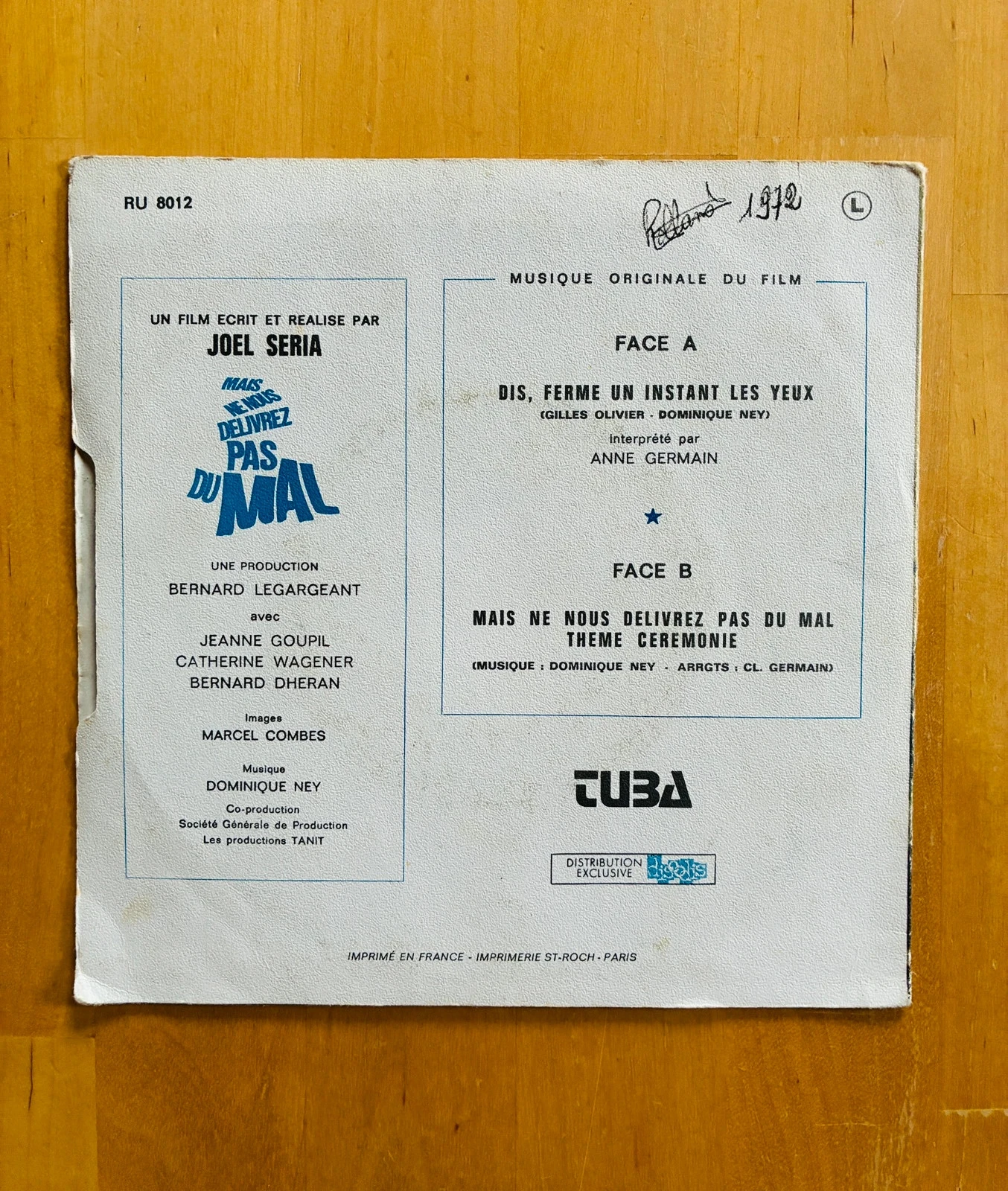 Disco de vinilo de 45 rpm ost Mais ne nous délivrez pas du mal. – photo 2